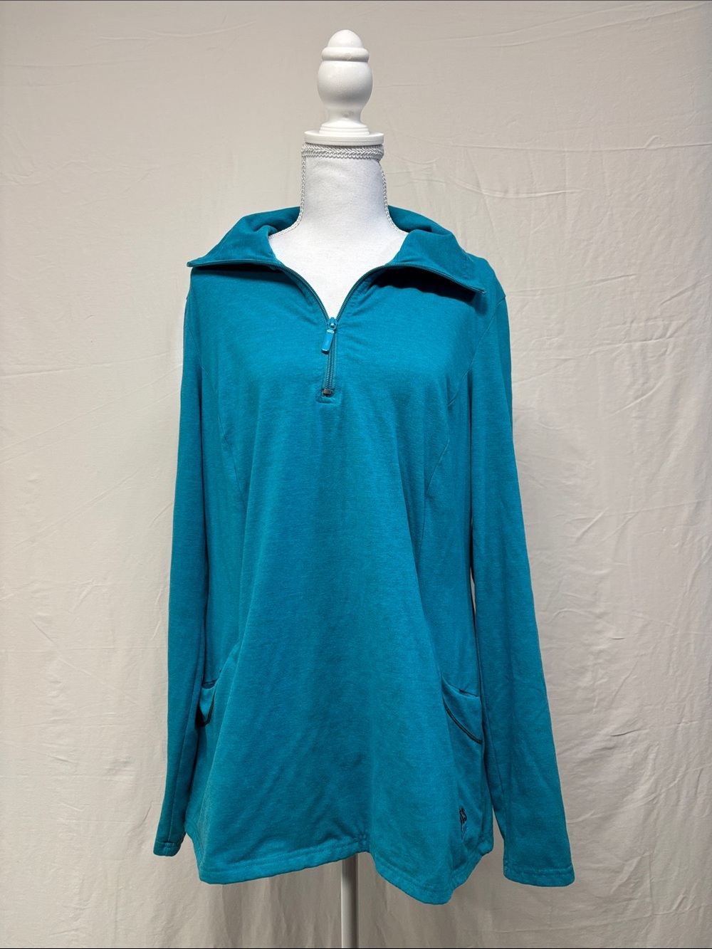 Teal Half-Zip Pullover with Front Pockets